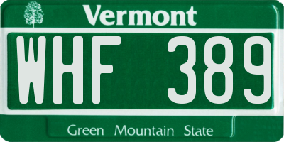 VT license plate WHF389