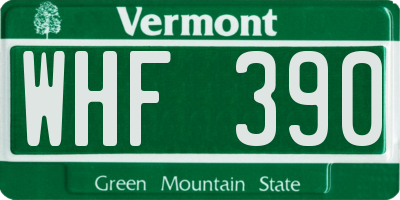 VT license plate WHF390