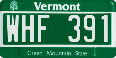 VT license plate WHF391