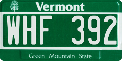 VT license plate WHF392