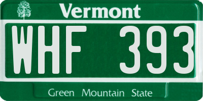VT license plate WHF393