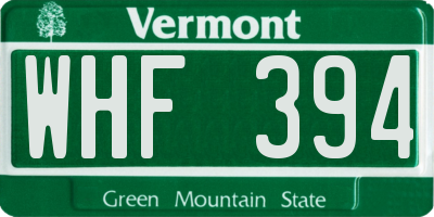 VT license plate WHF394