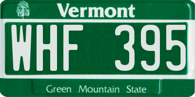 VT license plate WHF395