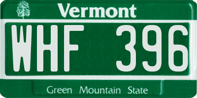 VT license plate WHF396