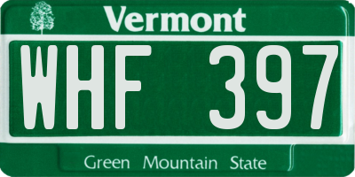 VT license plate WHF397