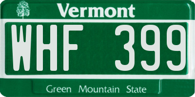 VT license plate WHF399