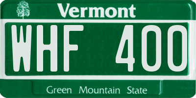VT license plate WHF400