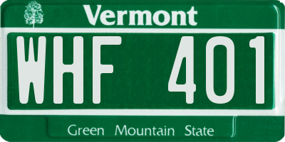 VT license plate WHF401