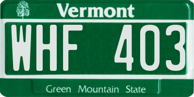 VT license plate WHF403