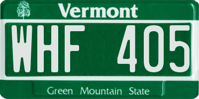 VT license plate WHF405