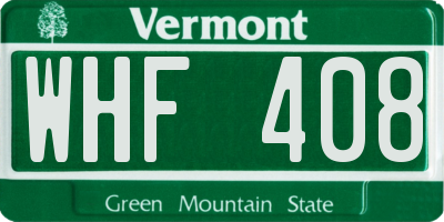 VT license plate WHF408