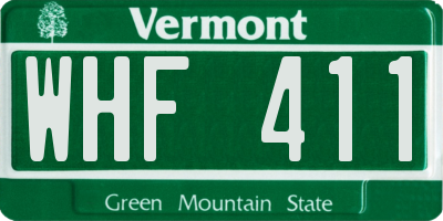VT license plate WHF411