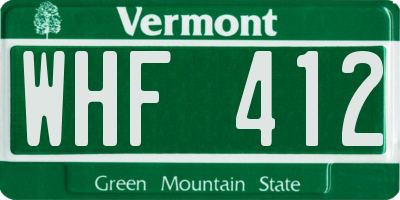VT license plate WHF412