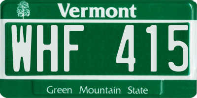 VT license plate WHF415