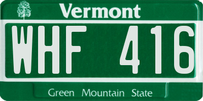 VT license plate WHF416
