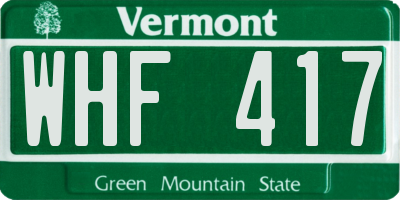 VT license plate WHF417