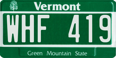 VT license plate WHF419