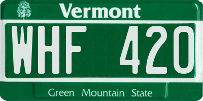 VT license plate WHF420
