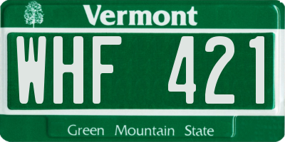 VT license plate WHF421