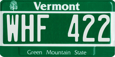 VT license plate WHF422