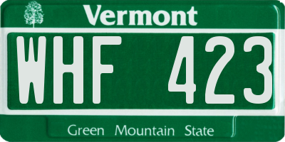 VT license plate WHF423
