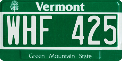 VT license plate WHF425