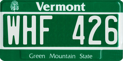 VT license plate WHF426