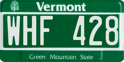 VT license plate WHF428