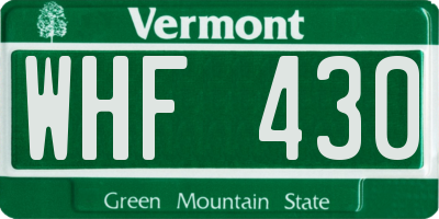 VT license plate WHF430