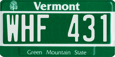 VT license plate WHF431