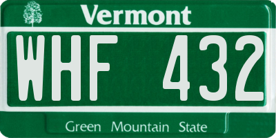 VT license plate WHF432