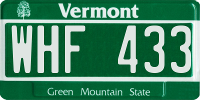 VT license plate WHF433