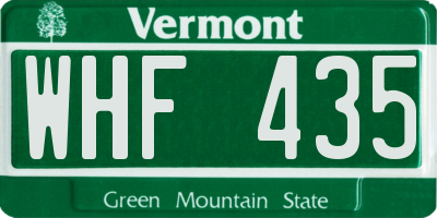 VT license plate WHF435