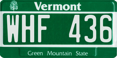 VT license plate WHF436