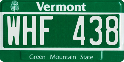 VT license plate WHF438