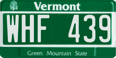 VT license plate WHF439