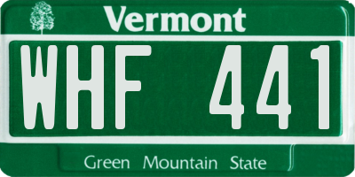 VT license plate WHF441