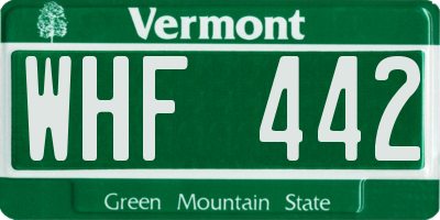 VT license plate WHF442