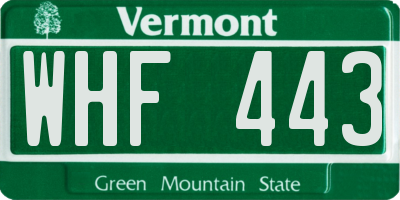 VT license plate WHF443