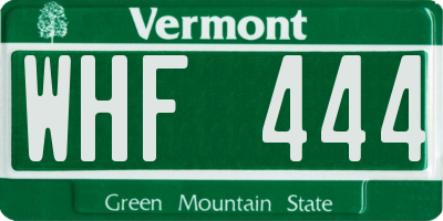 VT license plate WHF444