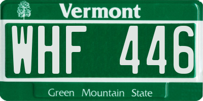 VT license plate WHF446