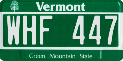 VT license plate WHF447