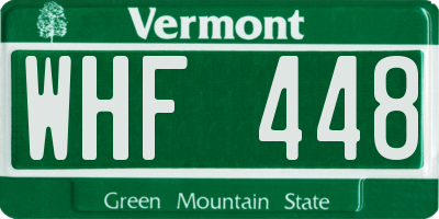 VT license plate WHF448
