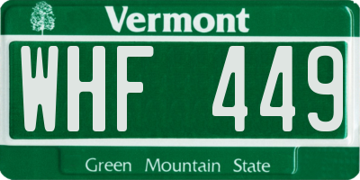 VT license plate WHF449
