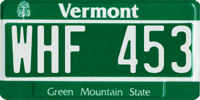 VT license plate WHF453
