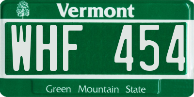 VT license plate WHF454