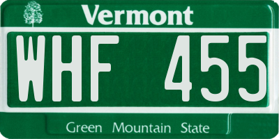 VT license plate WHF455