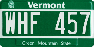 VT license plate WHF457