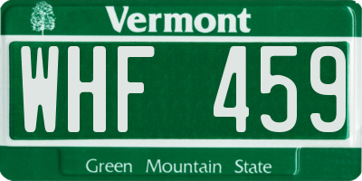 VT license plate WHF459