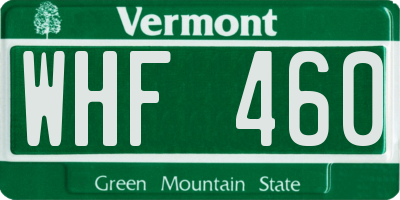 VT license plate WHF460